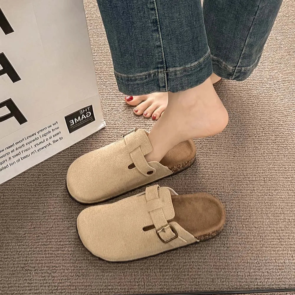 BASATU Suede Clogs for Women Men Mules Cork Footbed Sandals Arch Support Fashion Nonslip Outdoor Flats Beach Slippers Home Shoes