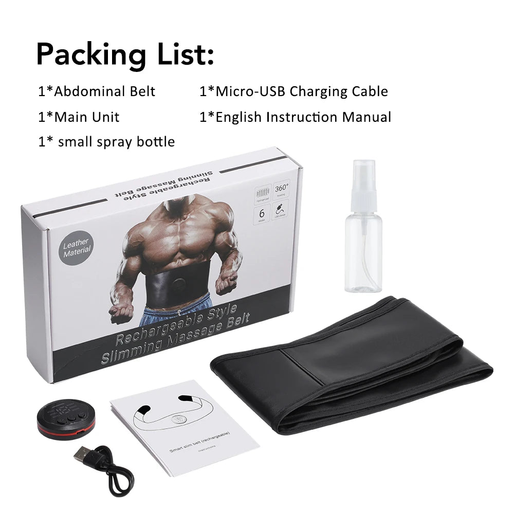 EMS Muscle Stimulator Abdominal Toning Belts Abs Muscle Toner Full Body Shaping Home Gym Fitness Training Waist Massager
