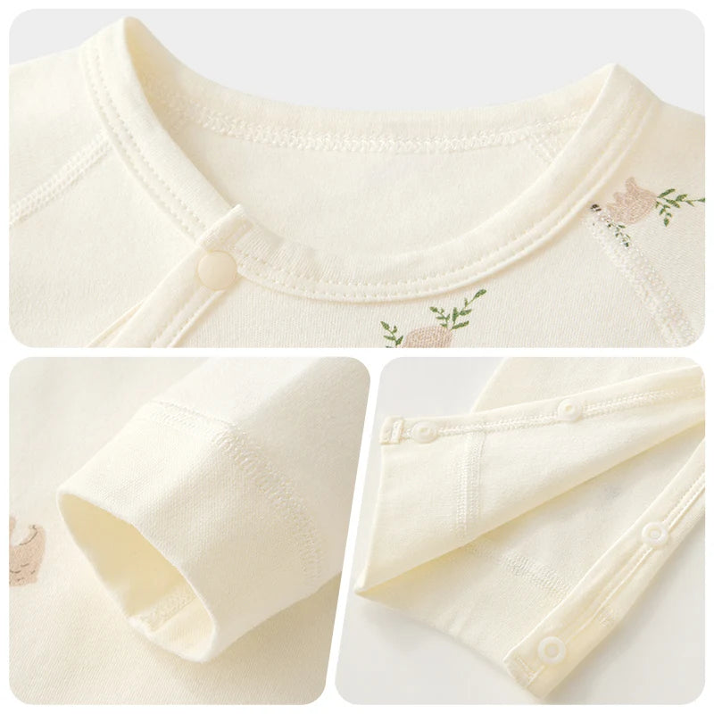 100% Cotton Baby Bodysuits | Soft Stretchy | Easy Snap Buttons | Unisex Newborn Infant Essentials for Spring & Fall (0-18M)